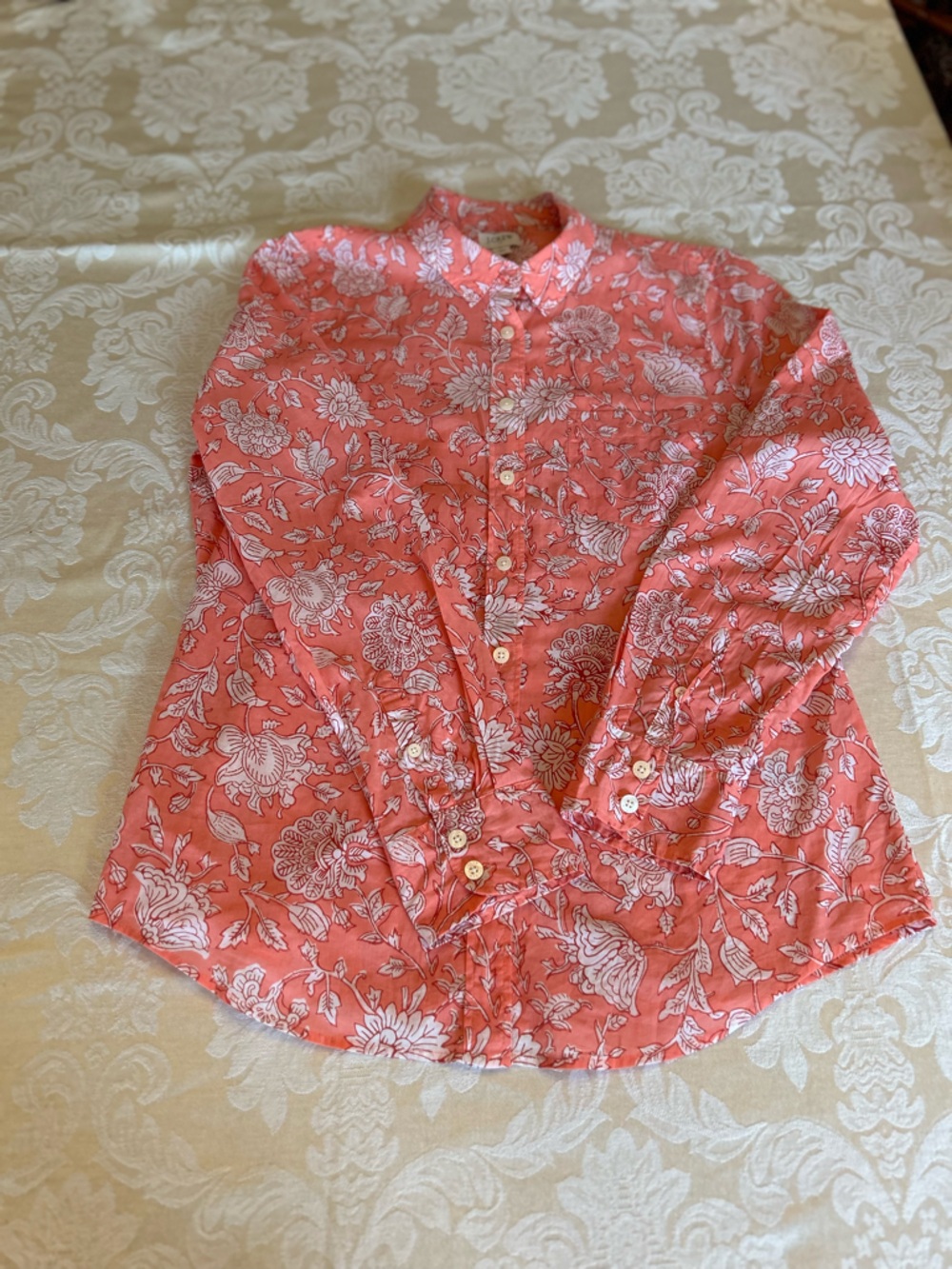 J. Crew Coral Floral Button-Down Shirt